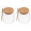 2Pièces Bocal Verre Transparent Couvercle Bois Usage Rangement 4