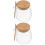 2Pièces Bocal Verre Transparent Couvercle Bois Usage Rangement 6