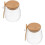 2Pièces Bocal Verre Transparent Couvercle Bois Usage Rangement 7