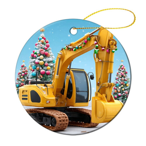 Yellow Construction Truck Ornament – Ceramic, 3" 2