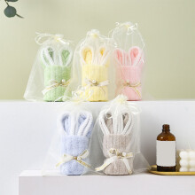 Easter Basket Essentials! Bunny Shaped Towels, Cute Fleece Face Towels Handheld Gifts for Kids & Holiday Easter Decorations, Yellow
