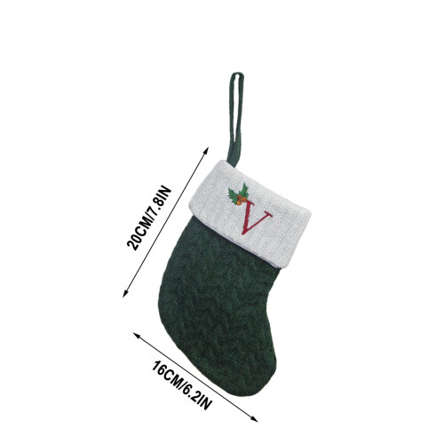 Meia de Natal de tricô personalizada com monograma, 18 cm (7 polegadas). 2