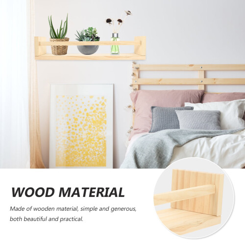 Wooden Floating Shelf for Wall Mount Spice Jar Storage Beige Multi-functional Large Capacity 2