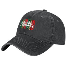 Unisex Retro Washed Christmas Hat,Merry Christmas Christmas - Themed Print,Adjustable Sun Hat,Perfect For Christmas New Year Celebrations