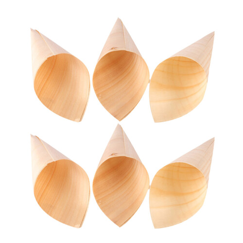 50Pièces Cônes Jetables En Bois Beige Pour Buffet Desserts 1