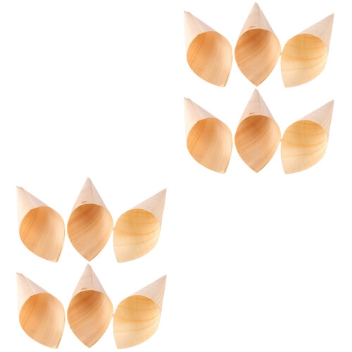 50Pièces Cônes Jetables En Bois Beige Pour Buffet Desserts 2