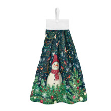 Christmas Snowman Hanging Hand Towels Set of 3 – Kitchen & Bathroom Dish Towels, Easy Clean, Tie Design, Compatible with Standard Hooks