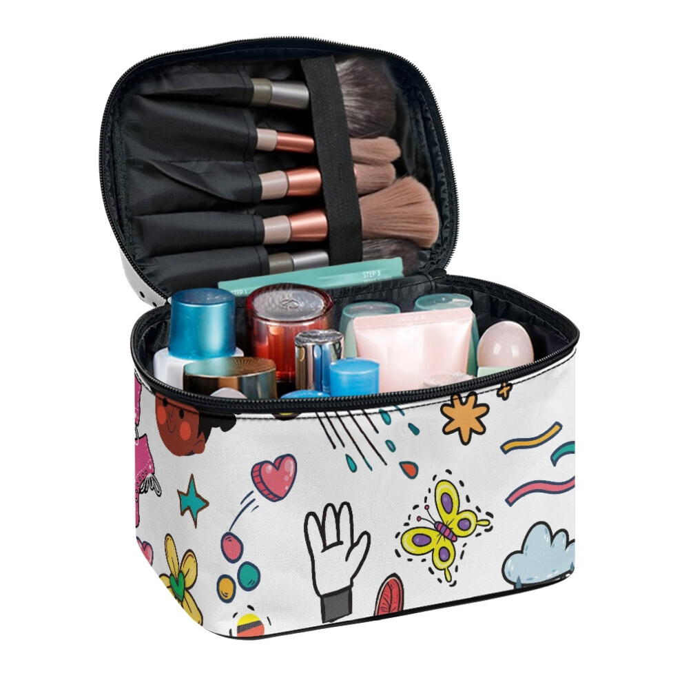 Makeup Organizer with Brush Slots Double Zipper Travel Bag