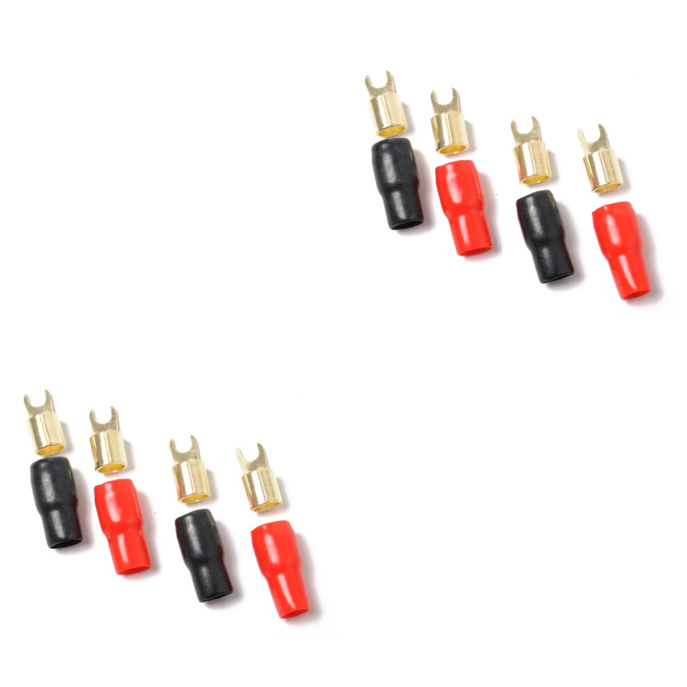 4Pairs Gold Plated Spade Fork Adapters Assorted Color Crimp Terminals 3713722337671