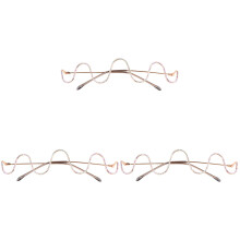3Paren Luxe Gouden Eyeglasses Frames, Decoratieve Prop Glasses