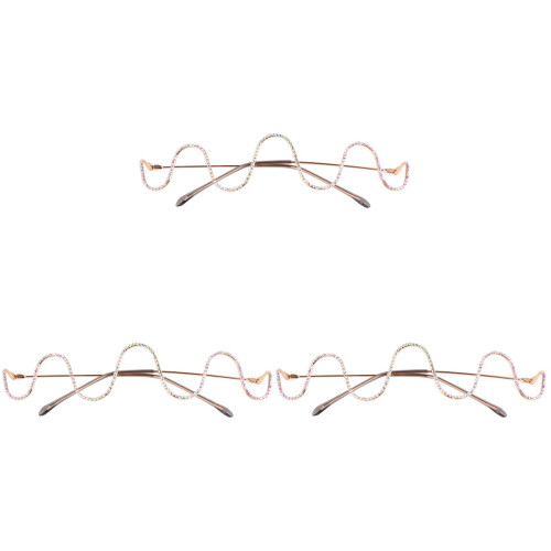 3Paren Luxe Gouden Eyeglasses Frames, Decoratieve Prop Glasses