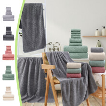 8-Piece Beige Cotton Towel Set: 2 Bath, 4 Hand, 2 Washcloths – Soft, Absorbent, Quick-Dry, Fade-Resistant, Machine Washable