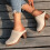 Μπεζ Γυναικεία Ψηλοτάκουνα Mules Casual Κλειστά Δάχτυλα Slip On Τακούνι με Μπλόκο 2