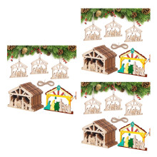 60Pièces Ornements Chrétiens En Bois Pour Sapin, Décoration Crèche