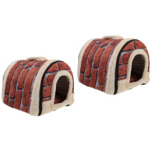 2St Donkerrode Huisdier Nest Ademend Warm Afneembaar Kat En Hond Huis