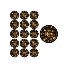 Black and Gold Party Tableware Set, 16 Pcs 7" Disposable Paper Plates, for Dessert Dinner Dinnerware Party Supplies Set Gift Serve (7 Inch Plates)