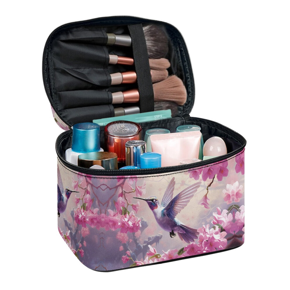Polyester Large Makeup Bag Effortless Organization Lightweight (8.86"x6.5"x5.9") Travel Cosmetic Case Double Zipper Brush Holders Daily