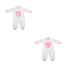 2St Baby Fleecesuit Met Dierenprint Kapuchon Jongens En