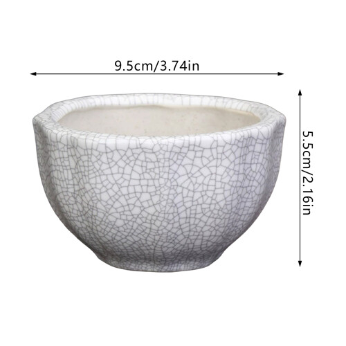 (03) White Crackle Glaze Ceramic Planter for Succulents 2