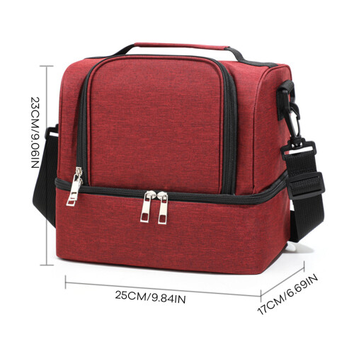 (Wine Red) Insulated Lunch Bag with Adjustable Strap 2