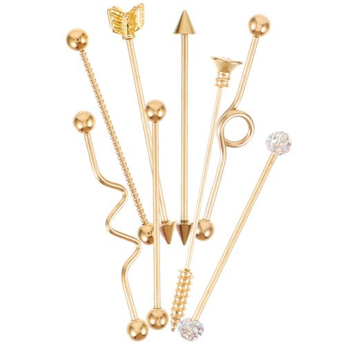 24Pièces Boucles D'oreilles Industrielles Dorées Design Simple