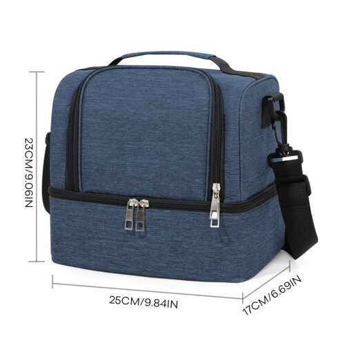 (Navy Blue) Insulated Lunch Bag with Adjustable Strap 1