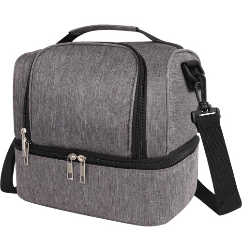(Gray) Insulated Lunch Bag with Adjustable Strap 1