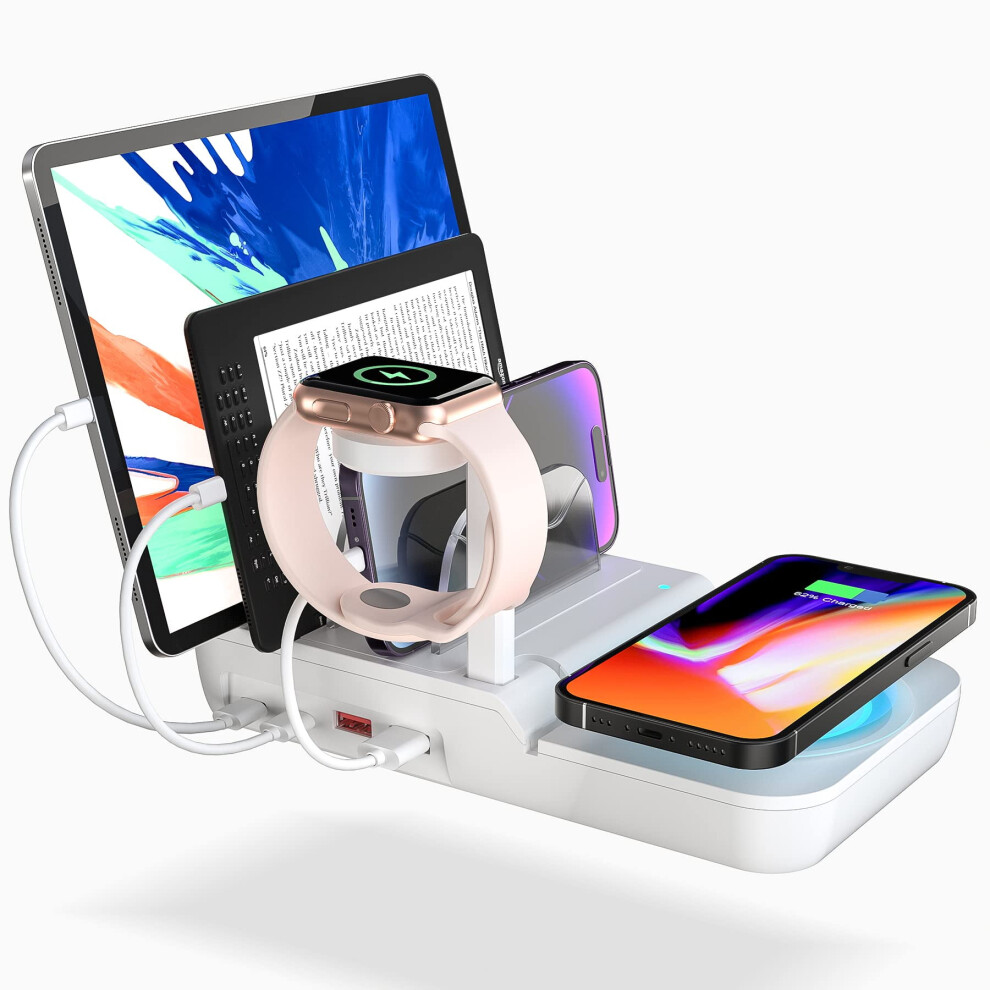 70W 5-In-1 Charging Station: 10W Wireless + 4 Ports (30W Usb-C Pd), Compatible With Ipad, Iphone, Tablets, Kindle 9464372767120