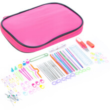 100 Pcs Crochet Hooks Set with Accessories, 15cm & 12cm Sizes in Pink