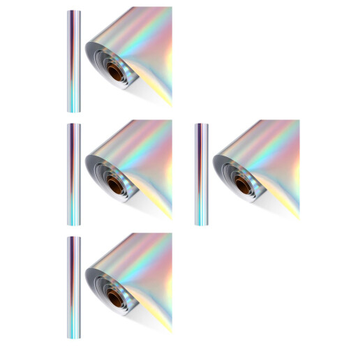 4Rouleaux Vinyle Permanent Adhésif Argent Effet Holographique Durable