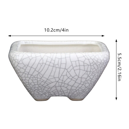 (02) White Crackle Glaze Ceramic Planter for Succulents 1