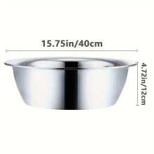 15.74" Extra-Large 304 Stainless Steel Mixing Bowl – Heavy-Duty, Rust/Scratch-Proof, Dishwasher Safe, for Home & Commercial Kitchens