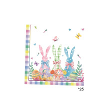 Easter Colorful Rabbit Themed Party Napkins 25-Piece, Holiday Gathering Supplies for Festive Meals and Celebrations with Family and Friends
