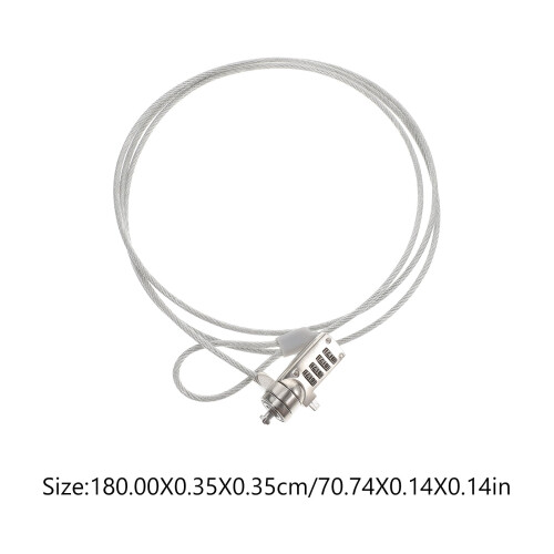 Antivol de sécurité pour ordinateur portable avec code réinitialisable pour tablettes et moniteurs, 1,8 m, argent 2