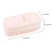 Large Capacity Double Window Pencil Case, Oxford Cloth, Expandable, Compatible with All Pens & Pencils