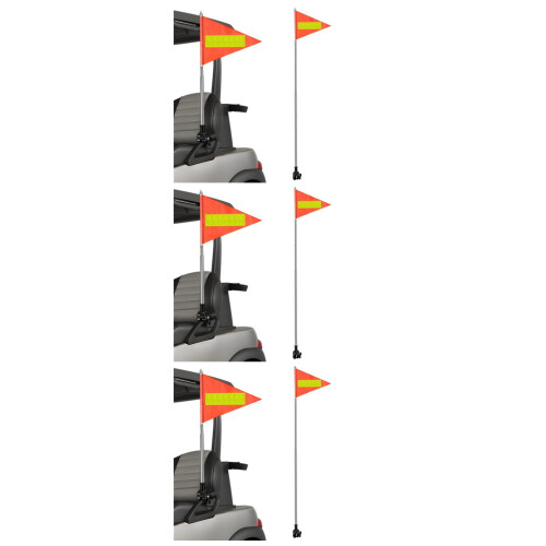 3Pièces Drapeaux Télescopiques Orange PVC Acier Pour Mobilité