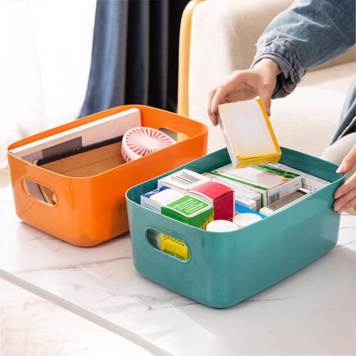 7Pcs Plastic Storage Bins for Pantry Organizer Assorted Color Rectangular Shape 1