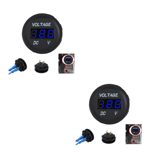 2Pièces Voltmètre Digital Étanche Noir Pour Auto 6-30V