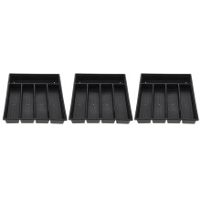 3Pièces Plateau Range-Couverts Noir PP Couvercle Grande