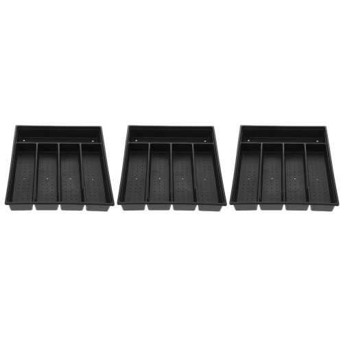 3Pièces Plateau Range-Couverts Noir PP Couvercle Grande