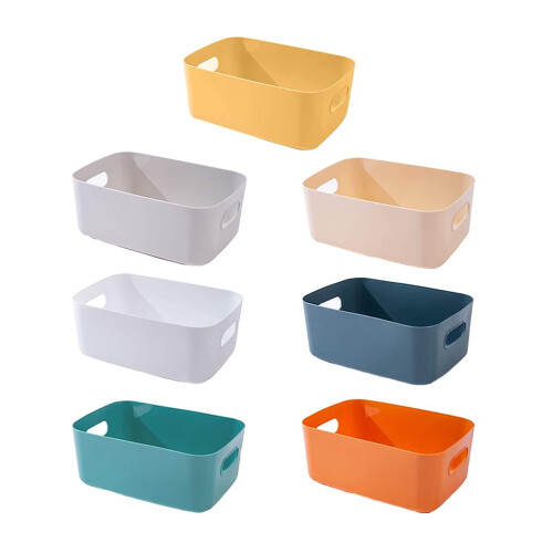 7Pcs Plastic Storage Bins for Pantry Organizer Assorted Color Rectangular Shape 2
