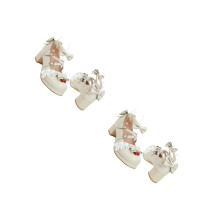 2Paires Chaussures Beige Femme Talon Épais Décor Élégance Mode