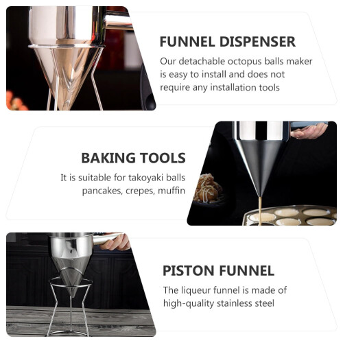 Octopus Ball Funnel Kitchen Sushi DIY Piston Funnel with Rack (Silver) 2