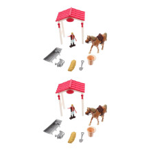2Ensembles Décor Écurie Chevaux Jouets Enfants Plaisir Coloré
