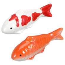 Lifelike Fish Ornaments Ceramic Orange Aquarium Decoration 2Pcs