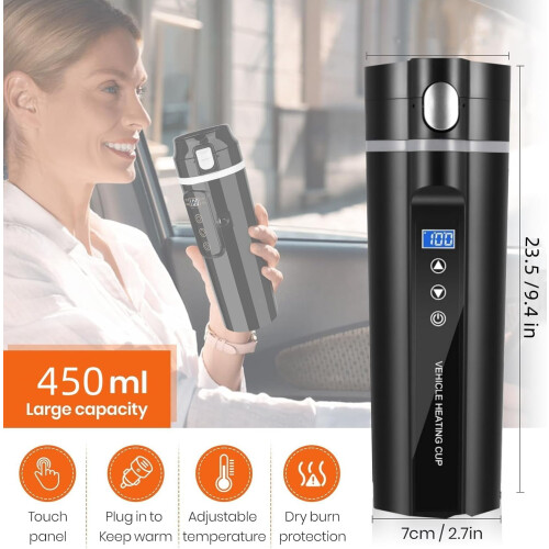 Electric Kettle 450ml Portable with LCD Display Black 1