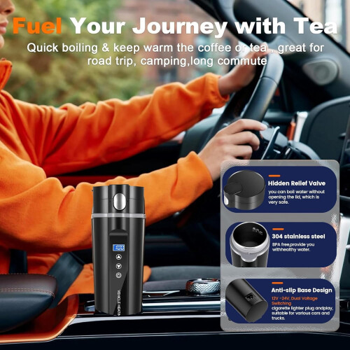 Electric Kettle 450ml Portable with LCD Display Black 2