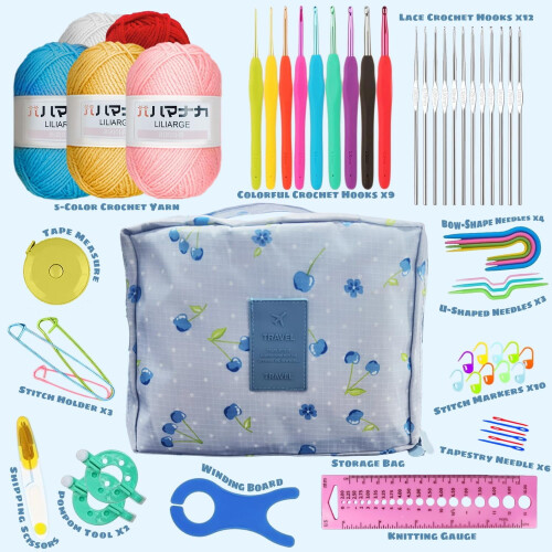 Crochet Kit for Beginners Adults with Ergonomic Hooks 59 pcs 1