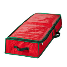Large Red Christmas Storage Bag with Handles & Lid – Wrapping Paper, Ornament Organizer – Compatible with Holiday Home Decor