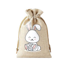 Easter Bunny Party Candy Box Gift Bag Gift Packaging Linen Drawstring Bag Candy Easter Eggs Bag Fun Activity for All Ages